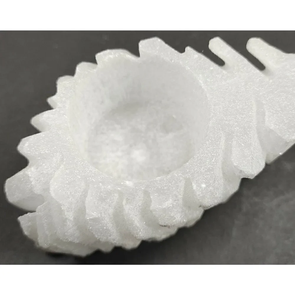 Pack of 2 Selenite Carved White Votive Used to Clean Crystals Candle Holders
